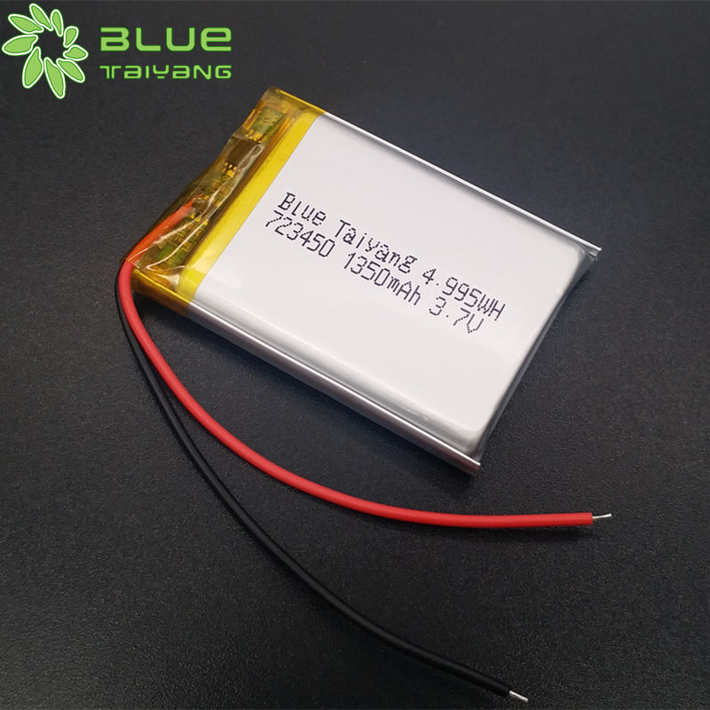 high quality lithium polymer battery 723450 3.7v 1350mah lipo cell 1300mah 4.81wh battery
