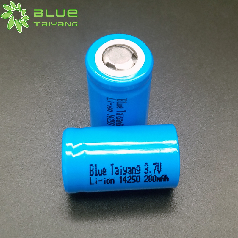 cylindrical rechargeable lithium ion battery14250 280mah 3.7v  li ion battery