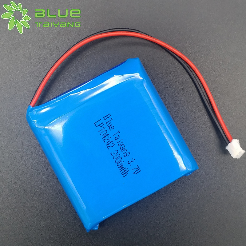 Square rechargeable lipo battery pack 104242 3.7v 2000mah lithium polymer cell