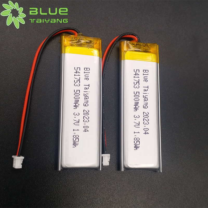 Long size high capacity battery 541753 3.7v 500mah 1.85wh rechargeable lipo drone 500 mah battery