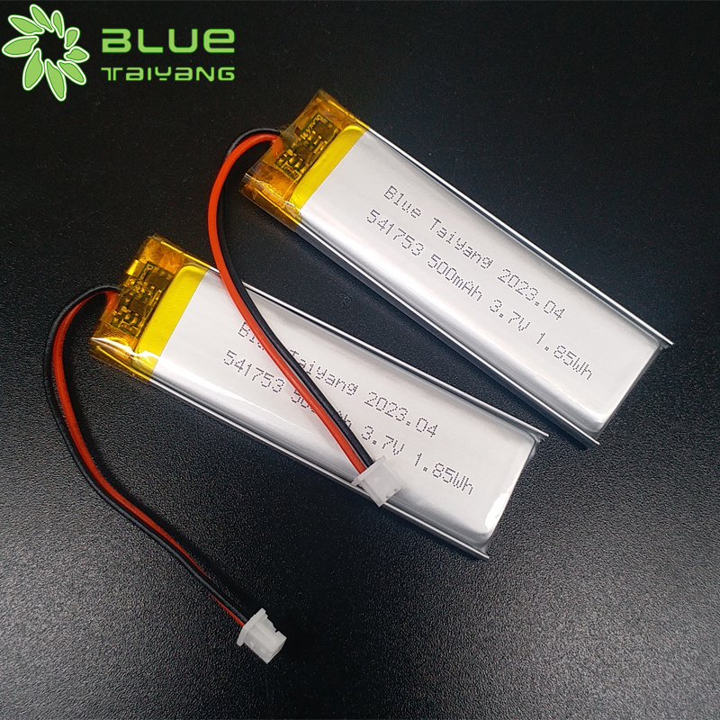 Long size high capacity battery 541753 3.7v 500mah 1.85wh rechargeable lipo drone 500 mah battery