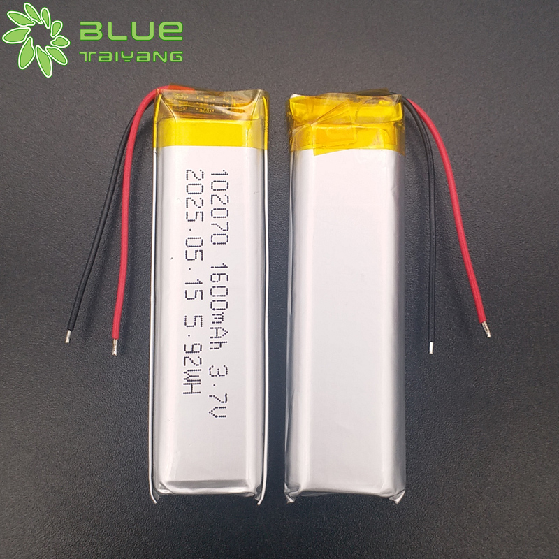Li-ion Polymer Battery 102070 3.7v 1600mah Custom Rechargeable Lithium Battery