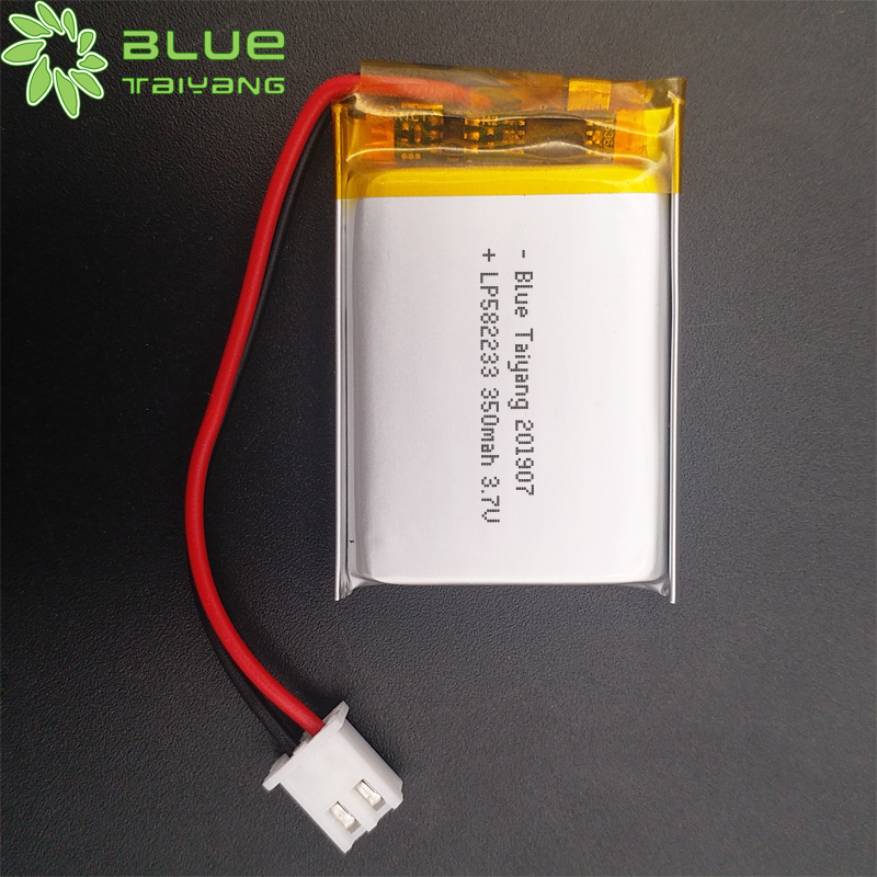 custom 582233 350mah 3.7v polymer lithium ion batteries 350 mah battery