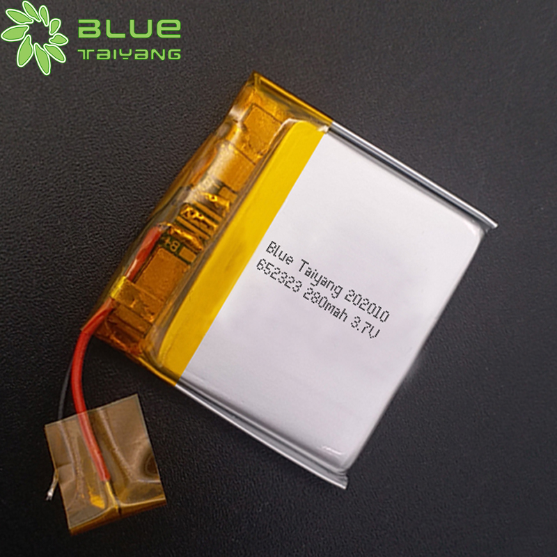 small 652323 polymer battery manufacturers 3.7v 280mah lipo batterie 300 mah lithium polymer battery