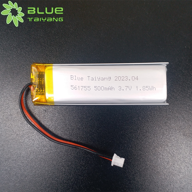 561755 custom lithium battery lipo battery 3.7v 500mah 1.85wh li ion polymer battery