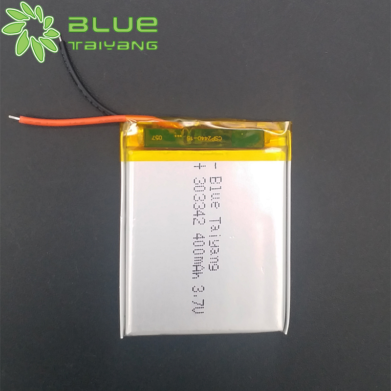 customized small thin 400mah 4v polymer 303342 3.7v lipo battery 400mah 1.48wh lithium polymer rechargeable battery