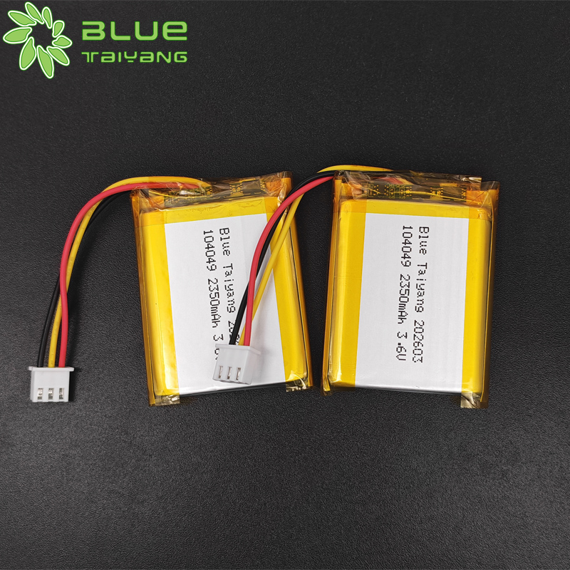 104049 Customized rechargeable lipo battery 3.6v 2350mah 8.46wh lithium polymer battery