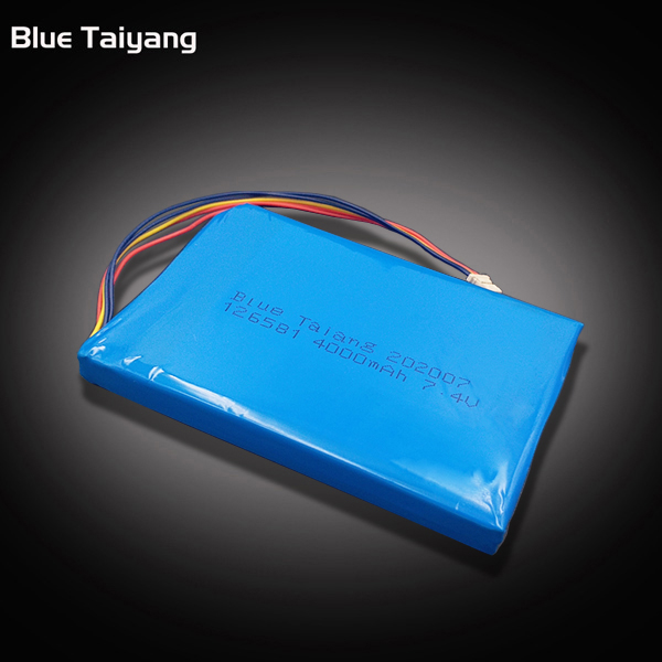 LP126581 7.4v 4000mah 29.6wh lithium polymer rechargeable battery pack